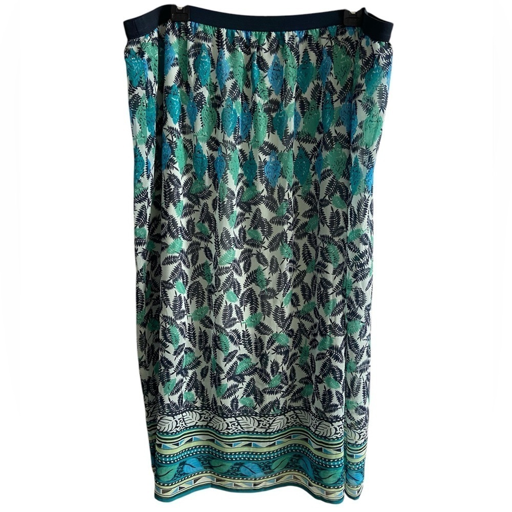 J Jill skirt midi green floral elastic pencil XL NWT - Picture 2 of 6